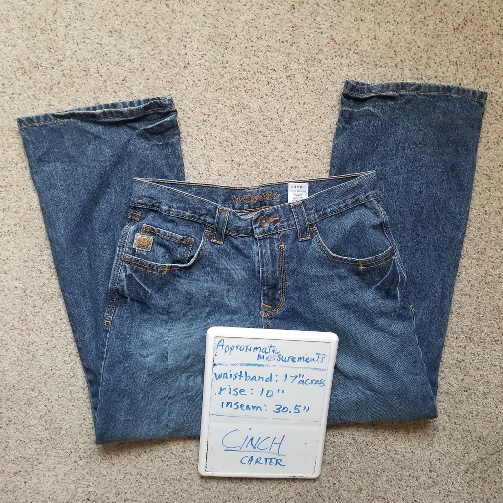 Cinch Carter 100% cotton relaxed fit medium wash denim jeans 31 - Picture 9 of 9